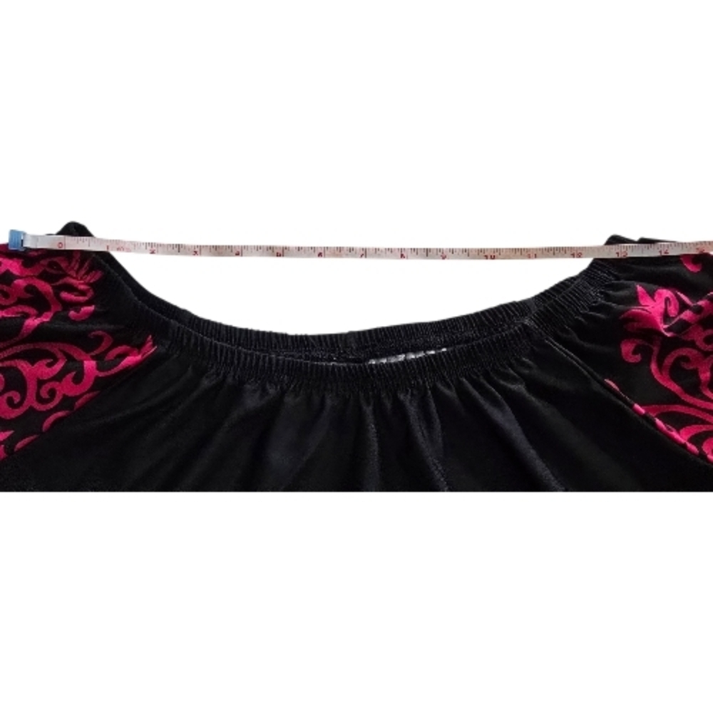 ✨ White Mark Boho Lace Trim Dress XL Black Pink Damask Peasant Tunic Bell Sleeve - Picture 10 of 11
